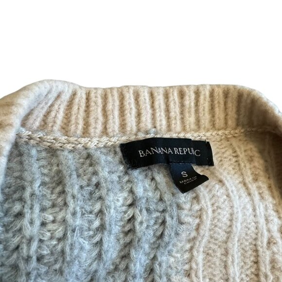 Banana Republic Colorblock Thick Weave Sweater Pullover V-Neck Stretch Small - Picture 6 of 12